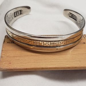 Vintage Roderick Tenorio Sterling Silver & 14k cuff bracelet